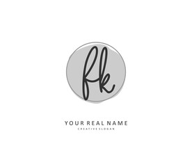 F K FK Initial letter handwriting and signature logo. A concept handwriting initial logo with template element.