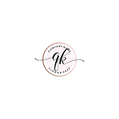 QK Initial handwriting logo template vector