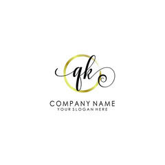 QK Initial handwriting logo template vector