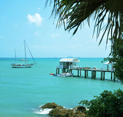 tropical paradise sail boat and pier airlie beach australia