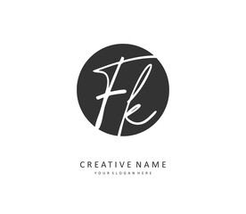 F K FK Initial letter handwriting and signature logo. A concept handwriting initial logo with template element.