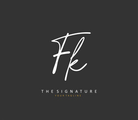 F K FK Initial letter handwriting and signature logo. A concept handwriting initial logo with template element.