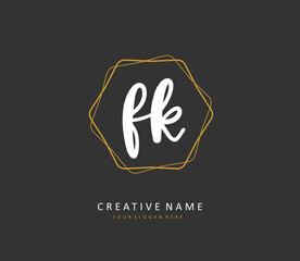 F K FK Initial letter handwriting and signature logo. A concept handwriting initial logo with template element.