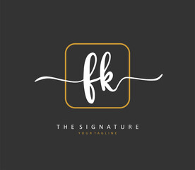 F K FK Initial letter handwriting and signature logo. A concept handwriting initial logo with template element.