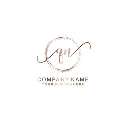 QN Initial handwriting logo template vector
