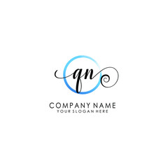 QN Initial handwriting logo template vector
