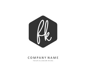 F K FK Initial letter handwriting and signature logo. A concept handwriting initial logo with template element.
