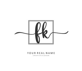 F K FK Initial letter handwriting and signature logo. A concept handwriting initial logo with template element.