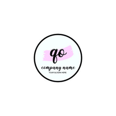 QO Initial handwriting logo template vector
