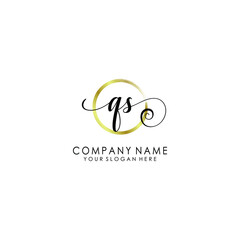 Obraz premium QS Initial handwriting logo template vector 