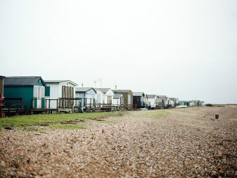 Row of beach huts.