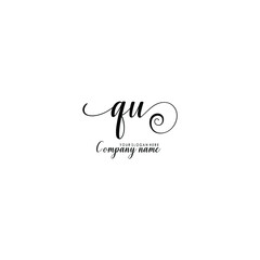 QU Initial handwriting logo template vector
