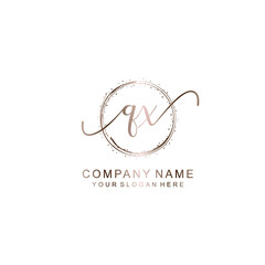 QX Initial handwriting logo template vector
