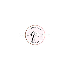 QX Initial handwriting logo template vector
