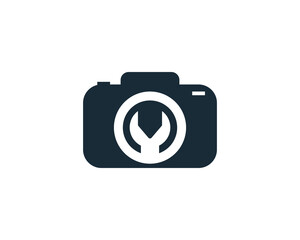Camera and Wrench Icon Vector Logo Template Illustration Design