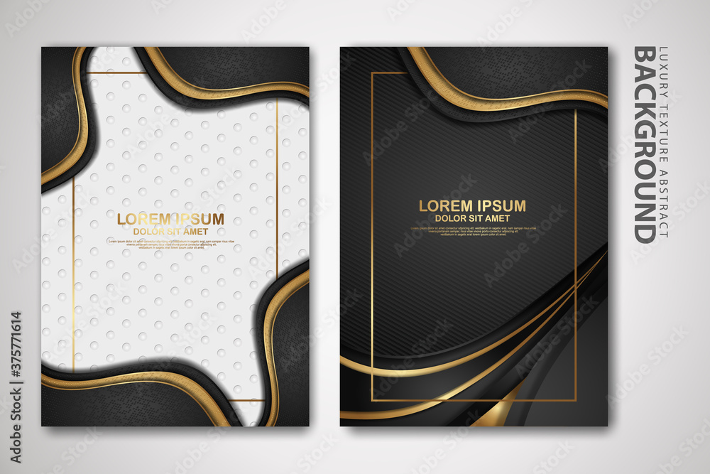 Poster vector two set of cover design template with luxury and elegant wave, circle and overlap layers back