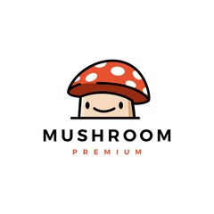 Obraz premium mushroom cute logo vector icon illustration