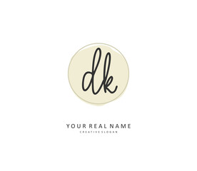 D K DK Initial letter handwriting and signature logo. A concept handwriting initial logo with template element.