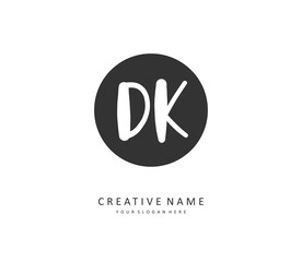D K DK Initial letter handwriting and signature logo. A concept handwriting initial logo with template element.
