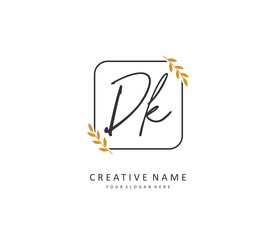 D K DK Initial letter handwriting and signature logo. A concept handwriting initial logo with template element.