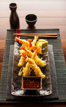 Tempura Shrimp Served on a Table