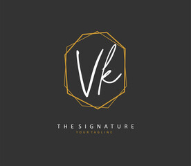 V K VK Initial letter handwriting and signature logo. A concept handwriting initial logo with template element.