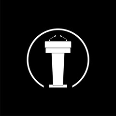 Speaker podium icon isolated on dark background