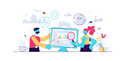 Daily life work vector illustration. Flat tiny