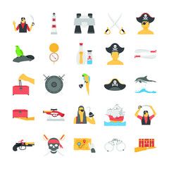 Set Of Pirate Flat Icons