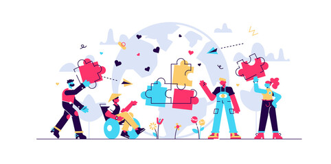 Diversity flat vector illustration. 