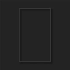 Vector Black Gallery Frame, Mock up Gray frame screen template with blank cover, Rectangle frame on black and gray background