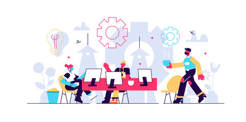 Coworking vector illustration. Stylized banner