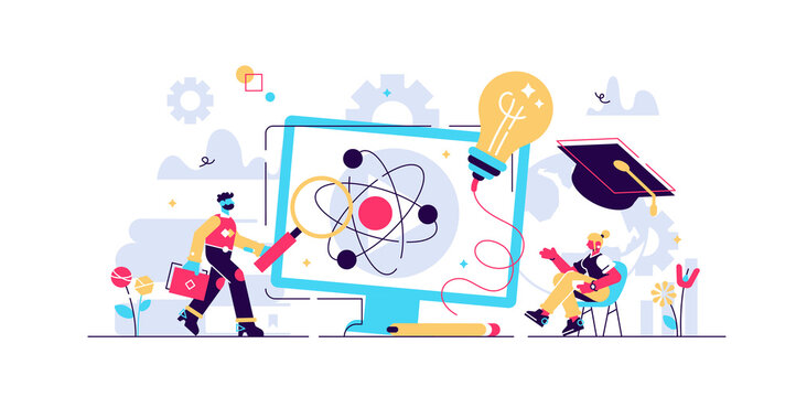 EdTech vector illustration. Flat tiny
