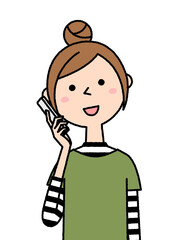 電話をする若い女性　ママ