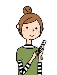 スマホを操作する若い女性　ママ