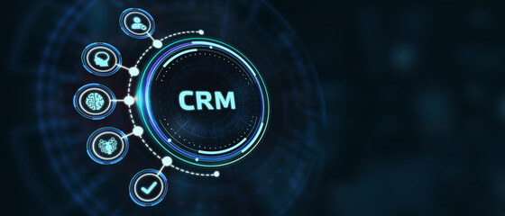 Business, Technology, Internet and network concept. CRM Customer Relationship Management. - obrazy, fototapety, plakaty