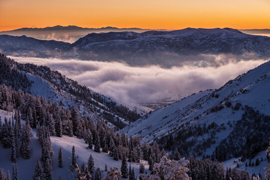 Ogden Valley Blanketed in Fog at Night