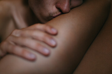 Crop image of couple making love