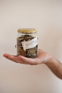 Coins in the glass jar