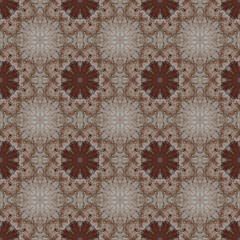 Mosaic seamless pattern with floral ornament and kaleidoscope effect. Texture for textile or home interior decor.