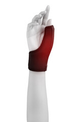 thumb wrist splint, Orthopedic thumb and wrist splint, thumb brace	black & white
