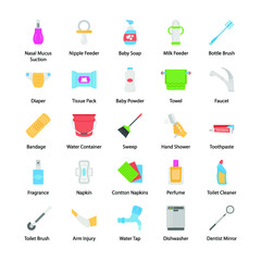 Baby Hygiene And Health Icons Pack