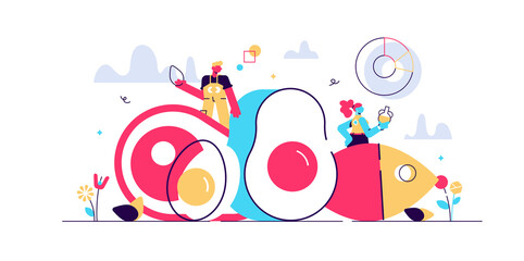 Keto diet vector illustration. Flat tiny 