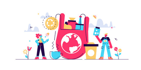 Zero waste vector illustration. Flat tiny 