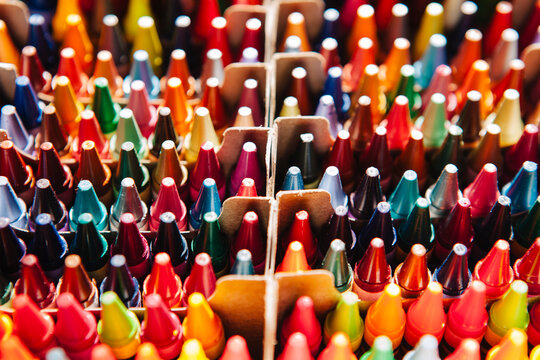 Colorful Crayons in a Box