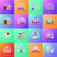 Interior Room Design Icons 