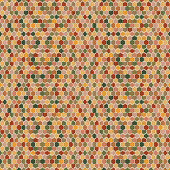 Hexagons seamless pattern in autumn palette.