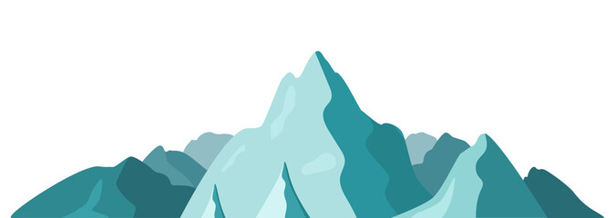 Beautiful mountain landscape. Isolated on a white background. Silhouettes of mountains in flat style. Vector illustration.