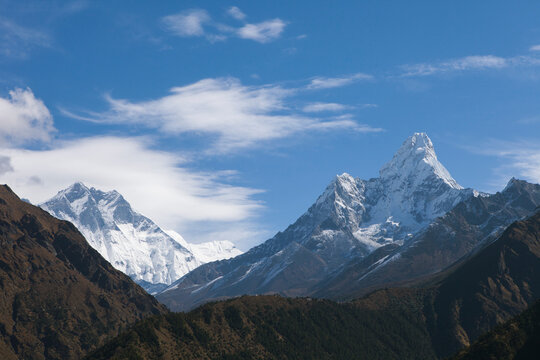 Mt. Amadablam standing tall with Tengboche below it.