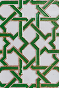 abstract detail of green and white tile